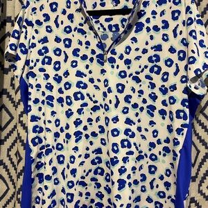 Tail Blue and Black Leopard Print Golf Shirt